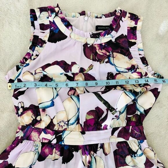 NWOT Banana Republic Sleeveless Lavender Floral Tier Dress - Picture 13 of 13